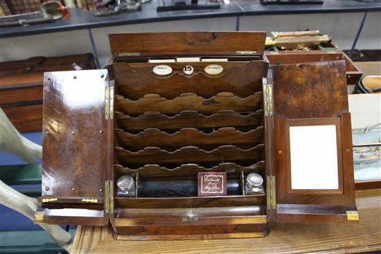 A Victorian walnut stationery cabinet, 15in.
